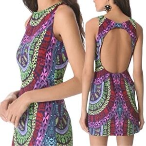 Mara Hoffman psychedelic print mini dress cutout back boho maximalist vibrant